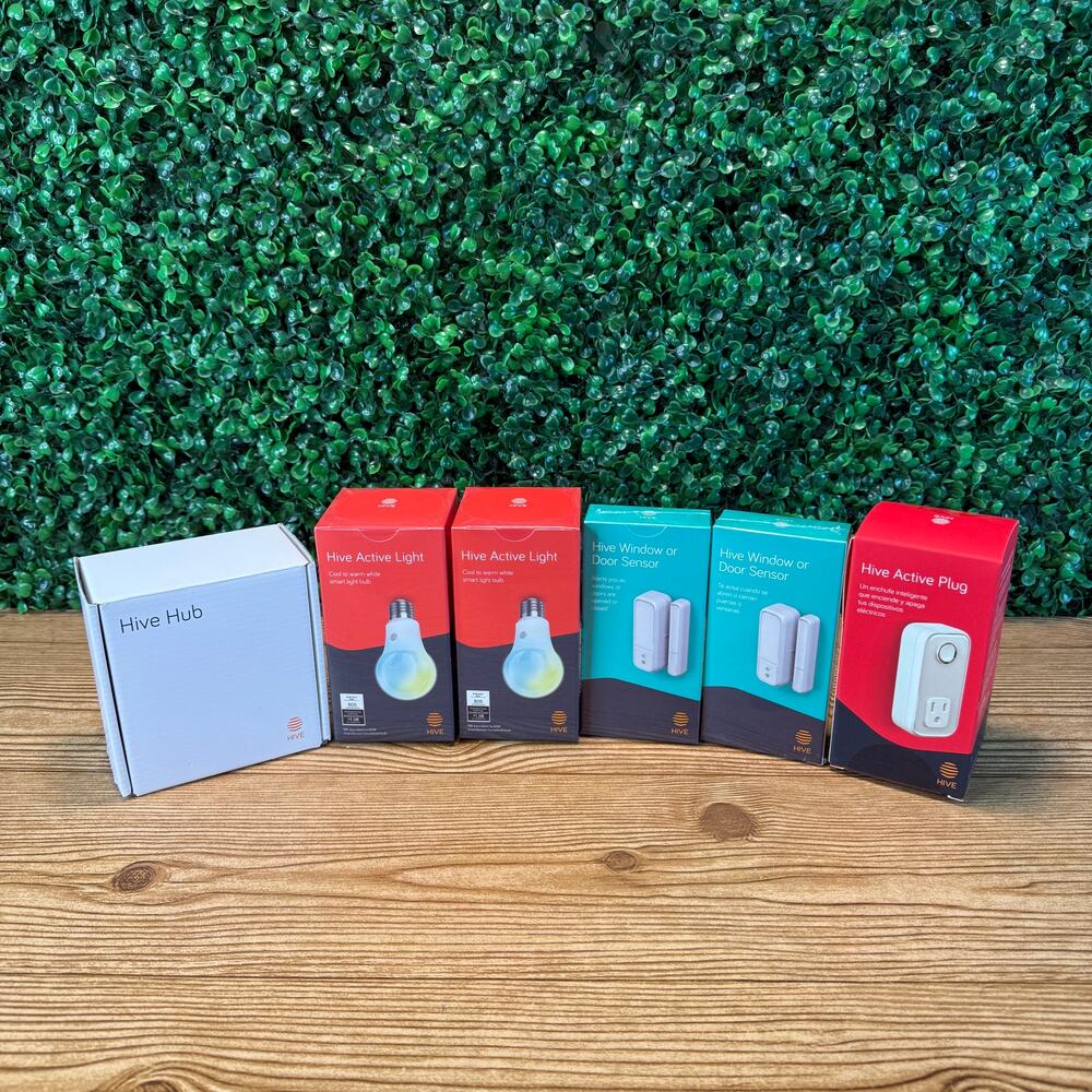 Bundle Hive Hub Plug 2 Lights & 2 Window Door Sensor Works W/ Alexa & Google